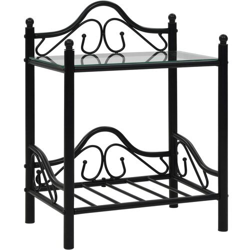 Maison Chic Dvo delni komplet Nočne omarice - Nočne mize jeklo in kaljeno steklo 45x30,5x60 cm črne, (21688244) Slike