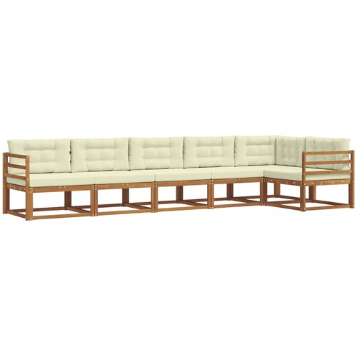  Set vanjskih sofa 6 kom. Prirodna i krem Smeđa 404 x 166,5 x 73 cm Slike
