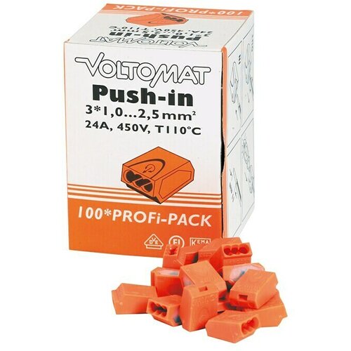 VOLTOMAT Spojnica za žicu (Broj vodiča: 3 Kom., 1 mm&amp;sup2; - 2,5 mm&amp;sup2;, 100 Kom.) Slike