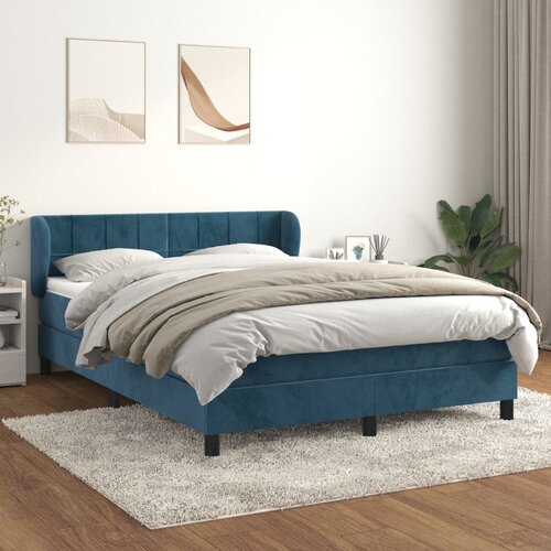 The Living Store Box spring postelja z vzmetnico temno modra 140x190cm žamet - Box Spring Postelja, (21492038) Slike