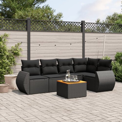vidaXL 6-dijelni set vrtnih sofa s jastucima crni od poliratana Cijene