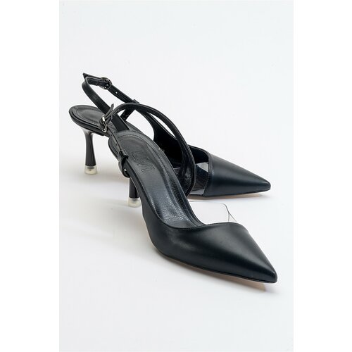 LuviShoes Women's Late Black Skin Heeled Shoes Slike