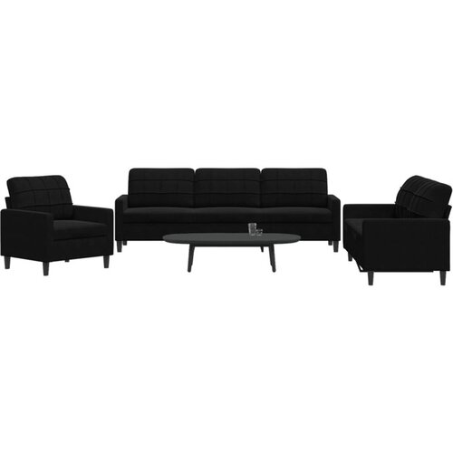 vidaXL 3-dijelni set sofa s jastucima crni baršunasti Cene