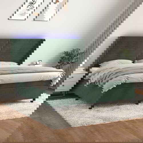  The Living Store Box spring postelja z vzmetnico LED tem. zelena 180x200cm žamet - Box Spring Postelja, (21491285) Cene