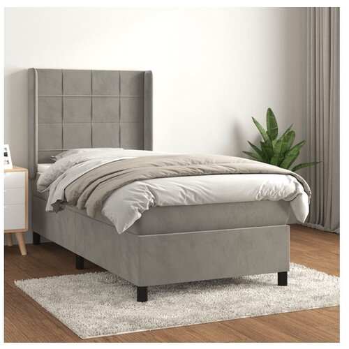  Box spring postelja z vzmetnico svetlo siv 90x190 cm žamet Cene