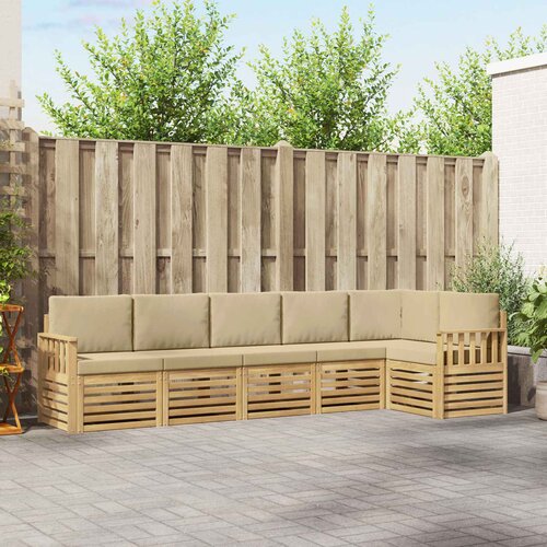  Set vanjskih sofa 6 pcs Bijela i bež 306 x 128,5 x 73 cm Slike