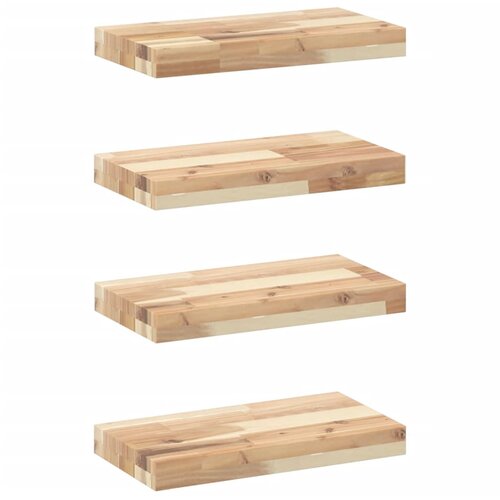 vidaXL Plutajuće police 4 kom 60x20x4 cm Neobrađeno puno drvo akacije - Prirodna 60 x 20 x 4 cm 4 1 Cijene