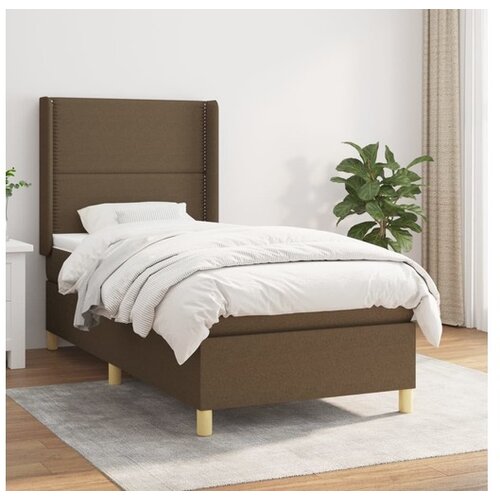 vidaXL Box spring postelja z vzmetnico temno rjav 90x190 cm Cene