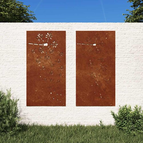  Vrtni zidni ukrasi 2 kom 105x55 cm čelik COR-TEN cvjetni uzorak Cene