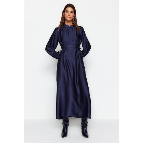 Trendyol Navy Blue Waist Brit Satin Evening Dress Cijene