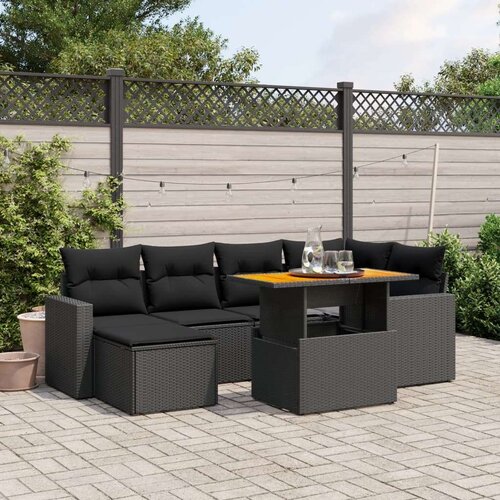  7-dijelni set vrtnih sofa od poliratana s jastucima crni Slike