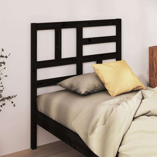  Uzglavlje za krevet crno 96 x 4 x 104 cm od masivne borovine Slike