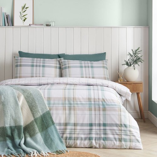Catherine Lansfield Zelena posteljina za krevet za jednu osobu 135x200 cm Cartmel Check &amp;ndash; Slike