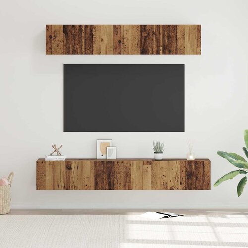 vidaXL Set TV stalka s policom Zidne s pohranom s vratima 5 pcs Staro drvo Standardne Srednja Cijene