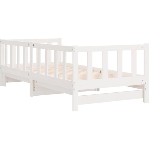  Dnevni ležaj na izvlačenje bijeli 2x(90x200)cm masivna borovina Slike