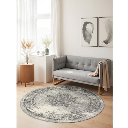 Hanse Home Siva/kremno bela okrogla preproga &amp;oslash; 160 cm Gloria Lydia &amp;ndash; Slike