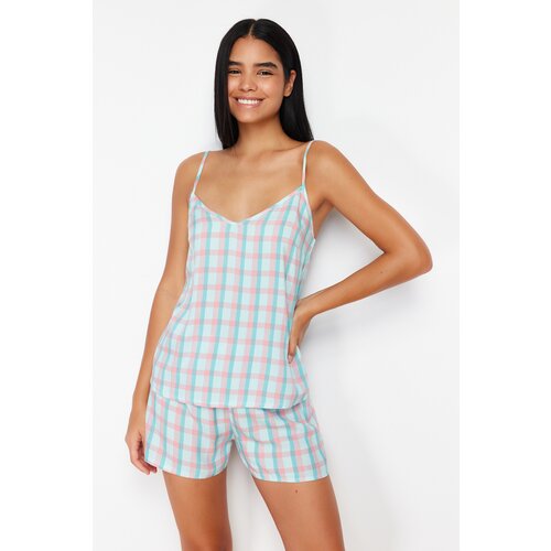 Trendyol Multicolored Plaid Viscose Woven Pajamas Set Cene