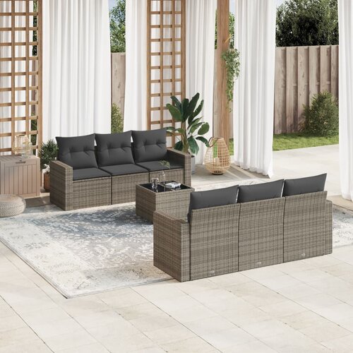 VidaXL 7-dijelni set vrtnih sofa sivi od poliratana Slike