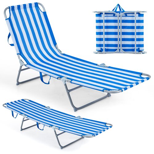 Costway Turistični ležalnik z nastavljivim naslonjalom in blazino Plažni ležalnik, (5000299898) Cene