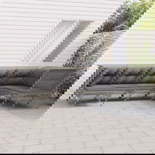  7-dijelna vrtna garnitura od poliratana s jastucima siva Cijene