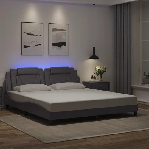 Furnova Posteljni okvir z LED lučkami siv 180x200 cm umetno usnje, (21933773) Furnova Posteljni okvir z LED lučkami siv 180x200 cm umetno usnje, (21933773)