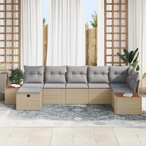 Sjedeća garnitura za vrt 8 kom. Bež poliratan 319 x 154 x 85 cm Slike
