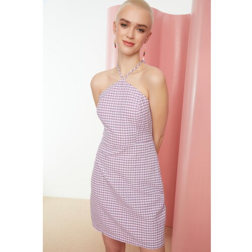 Trendyol Lilac Check Dress Slike
