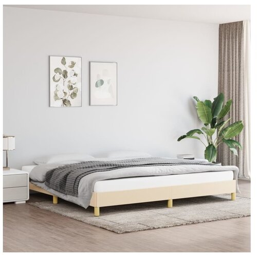  Posteljni okvir krem 200x200 cm blago Cene