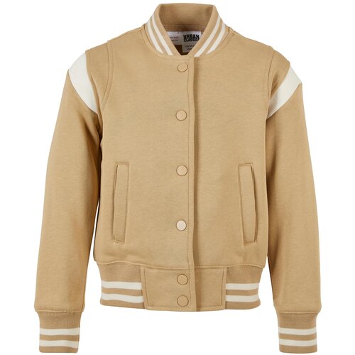 Urban Classics Kids Girls Inset College Sweat Jacket unionbeige/whitesand Slike