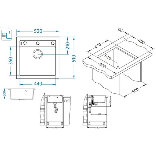 Alveus formic 20 deep black 520x510/200mm Slike
