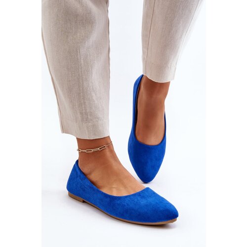 PE1 Women's Blue Suede Ballerina Flats Kommia Slike