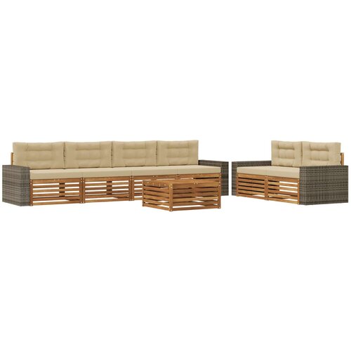 vidaXL Zunanja garnitura za sedenje 7 pcs Naravna in bež Poliester, (5000281415) Cene
