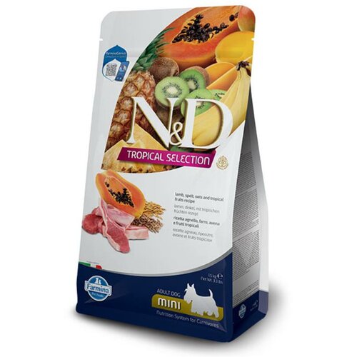 N&d suva hrana za pse tropical selection adult mini jagnjetina, spelta, ovas i tropsko voće 5kg Slike