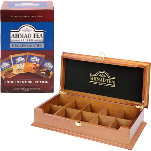 Ahmad Tea Čaj Indulgent selection decaffeinated, 4x5 kesica i drvena kutija za kesice sa poklopcem Cene