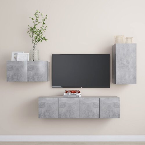 VidaXL 4-dijelni set TV ormarića siva boja betona od iverice Slike