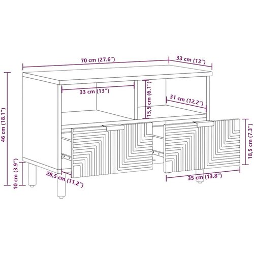  ormarić 70x33x46 cm Masivno drvo akacije - Prirodna 1 Drvo bagrema Slike