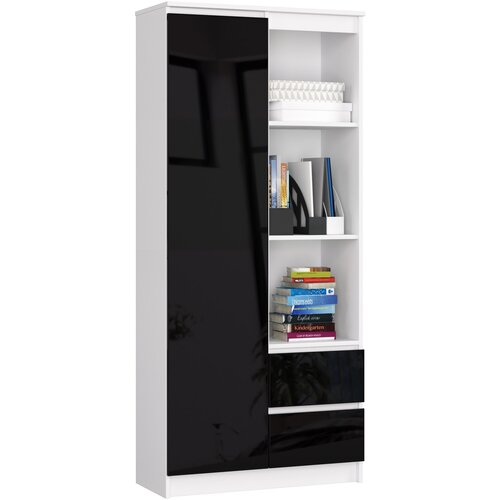 AKORD OFISNA POLICA R 80 cm CLP R11 BELO / ČRNO SJAJNO, (21714288) Cene