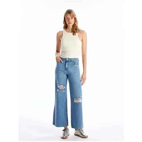 LC Waikiki Wideleg Ripped Detailed Women's Jean Trousers