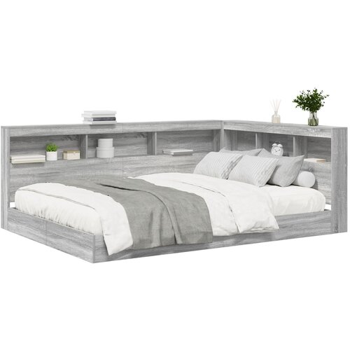 vidaXL Krevet s policama Siva Sonoma 160x200 cm Inženjersko drvo Cijene