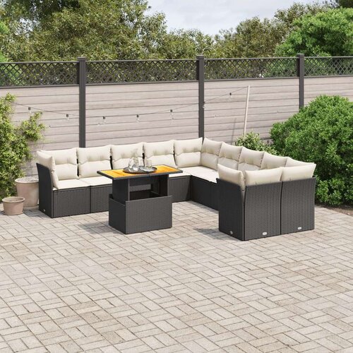 vidaXL 11-dijelni set vrtnih sofa od poliratana s jastucima crni Cijene