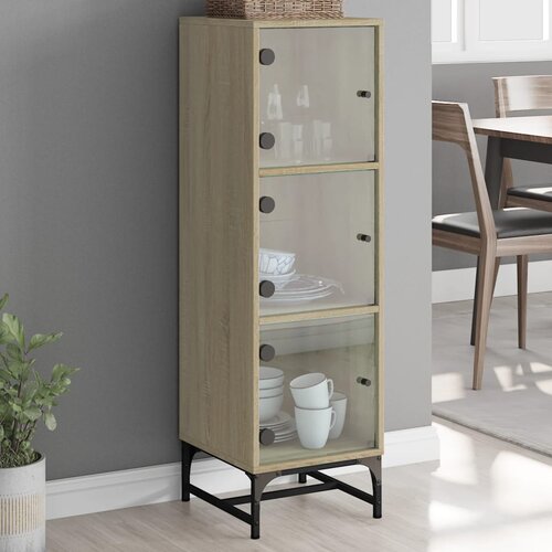  Visoka komoda sa staklenim vratima boja hrasta 35 x 37 x 120 cm Cijene
