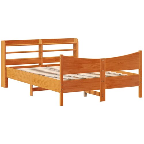 Maison Chic Posteljni okvir - Dvoposteljna postelja - Zakonska postelja z vzglavjem vo&amp;scaron;čeno rjava 135x190 cm borovina, (21693449) Slike