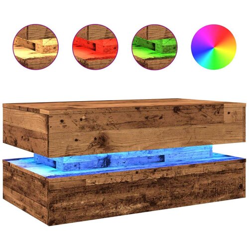  Stolić za kavu s LED svjetlima boja starog drva 90 x 50 x 40 cm Slike