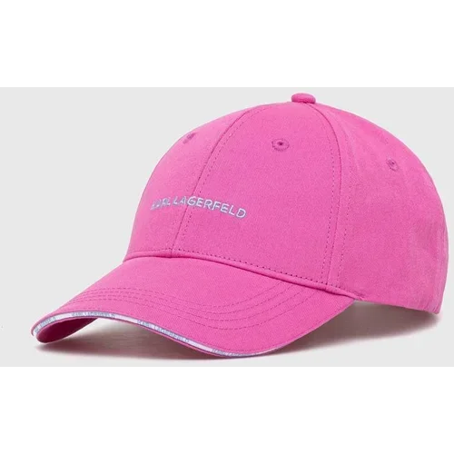 Karl Lagerfeld Pamučna kapa sa šiltom boja: ružičasta, s aplikacijom