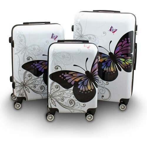 Shumee Set 3 kovčkov BERWIN močni polikarbonatni kovčki Butterflies, (21214339) Cene