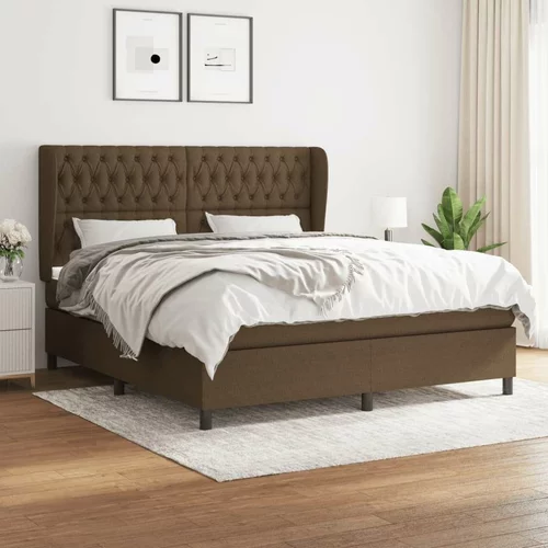  Box spring postelja z vzmetnico temno rjava 180x200 cm blago, (20898891)