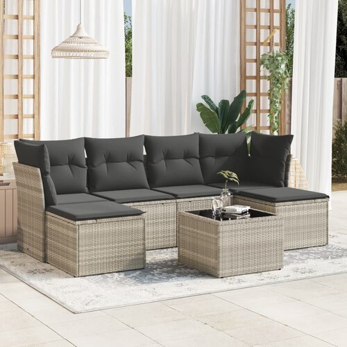 vidaXL 7-dijelni set vrtnih sofa svjetlosivi od poliratana Cijene