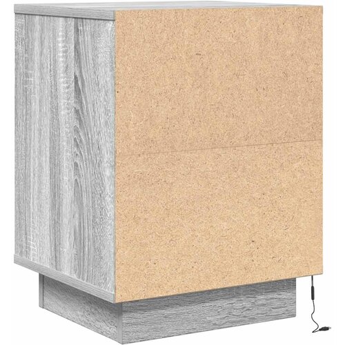  Noćni ormarić s LED svjetlima siva boja hrasta 38x34x50 cm Slike