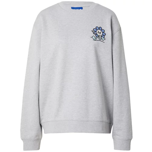 Hugo Sweater majica nebesko plava / siva melange / crna / bijela