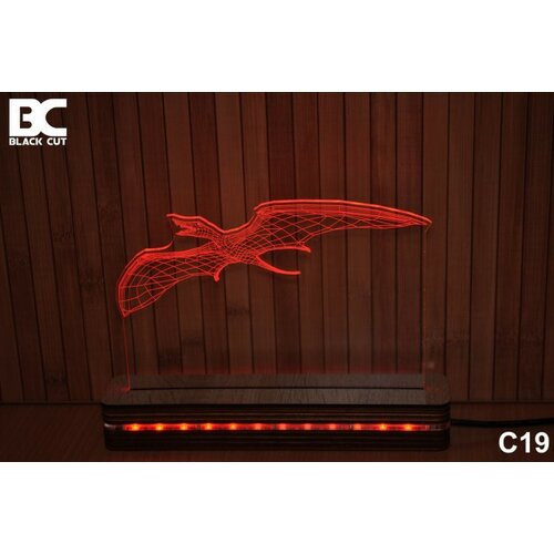 Black Cut 3D lampa jednobojna - pterosaurus ( C19 ) Slike
